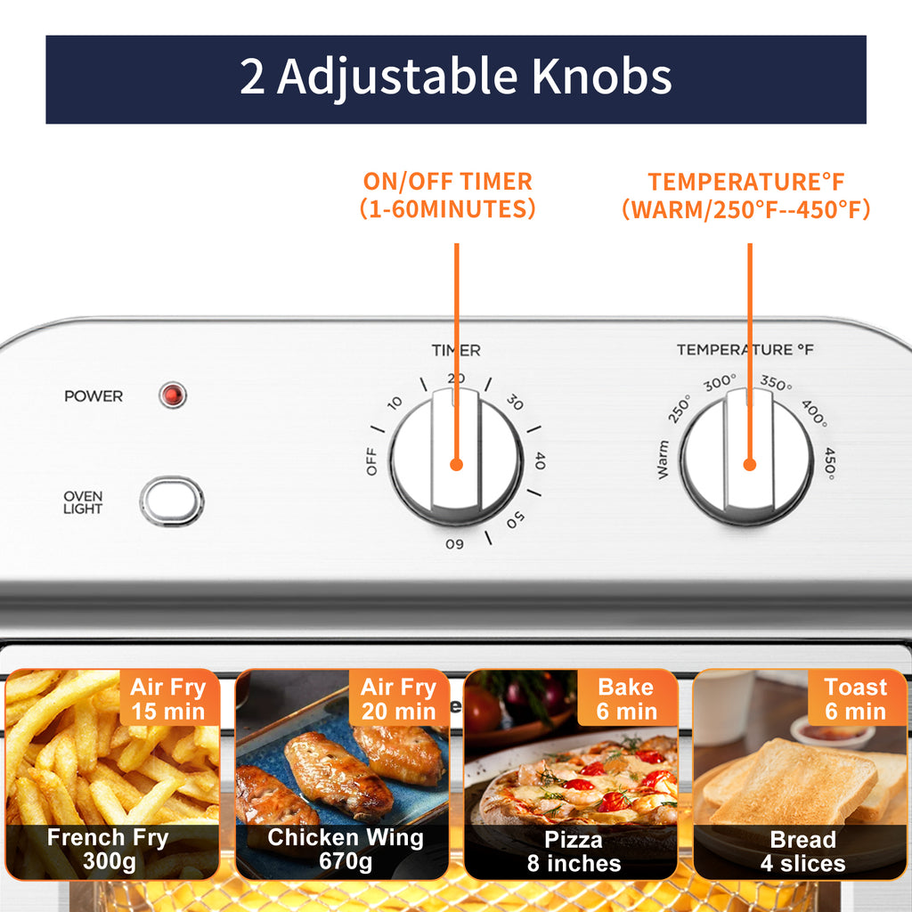 1500W Stainless Steel Air Fryer Toaster Oven A204