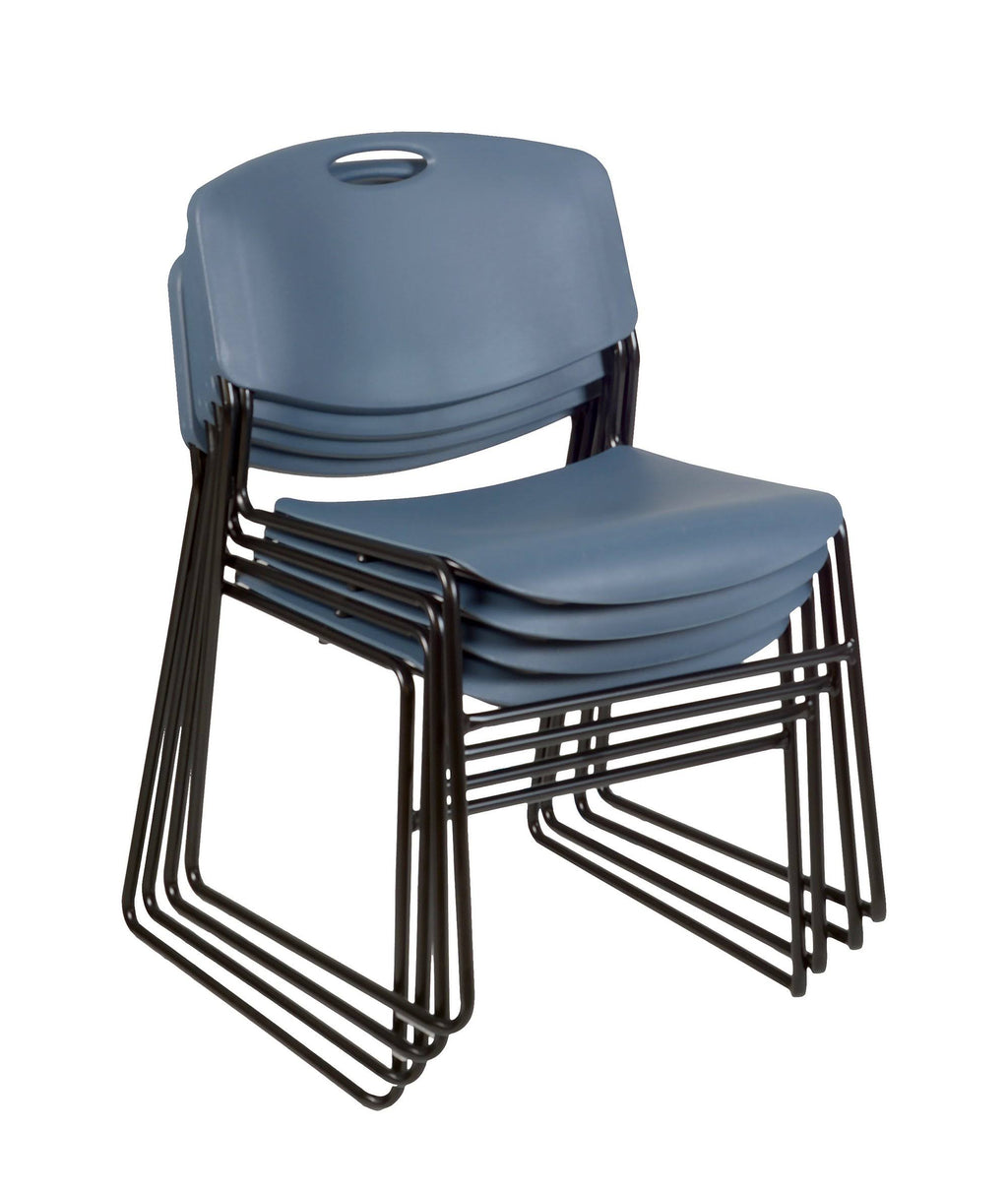 60x22 Training Table Mocha Walnut and 2 Stack Chairs Blue X2743