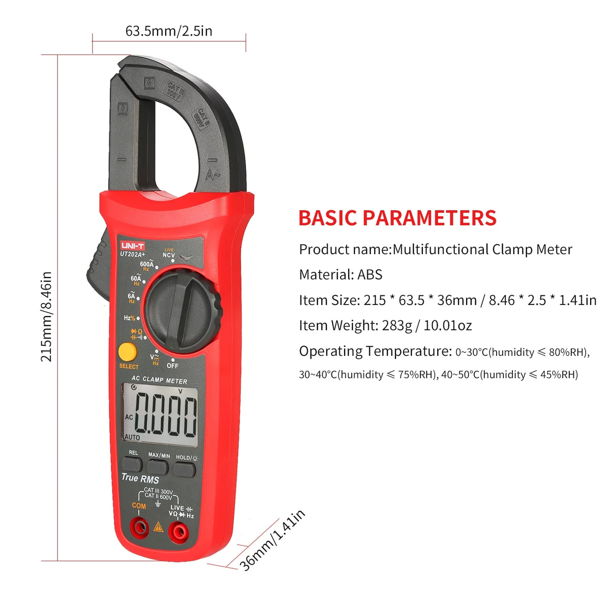 6000 Counts Digital Clamp Meter True Rms Multimeter R383953
