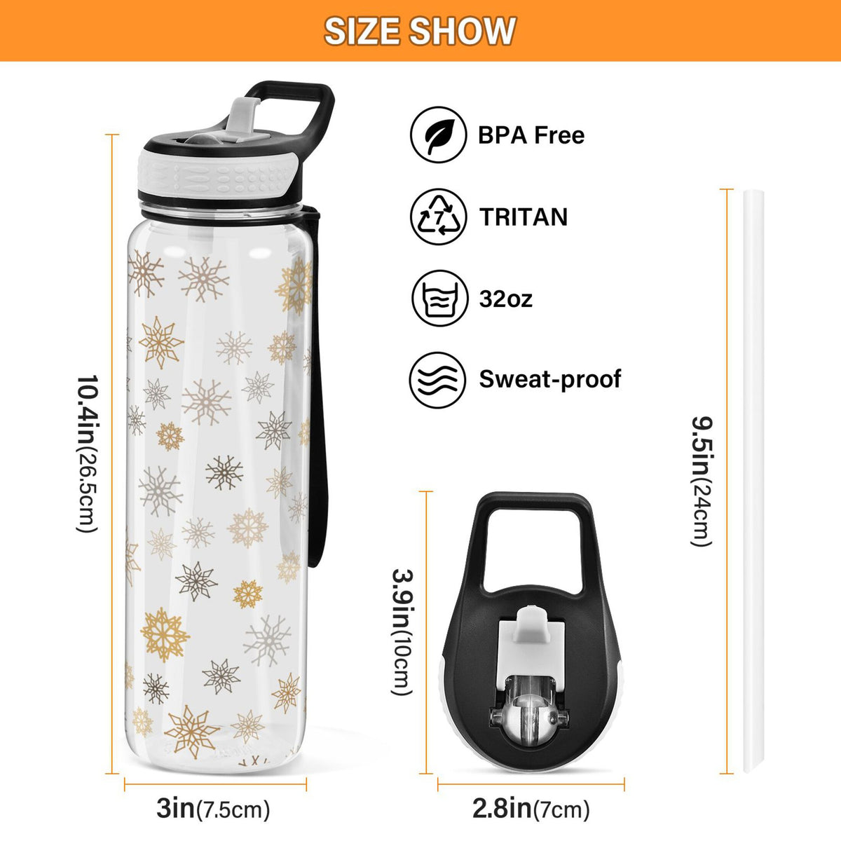 Clear 32oz Tritan Water Bottle with Straw B49607