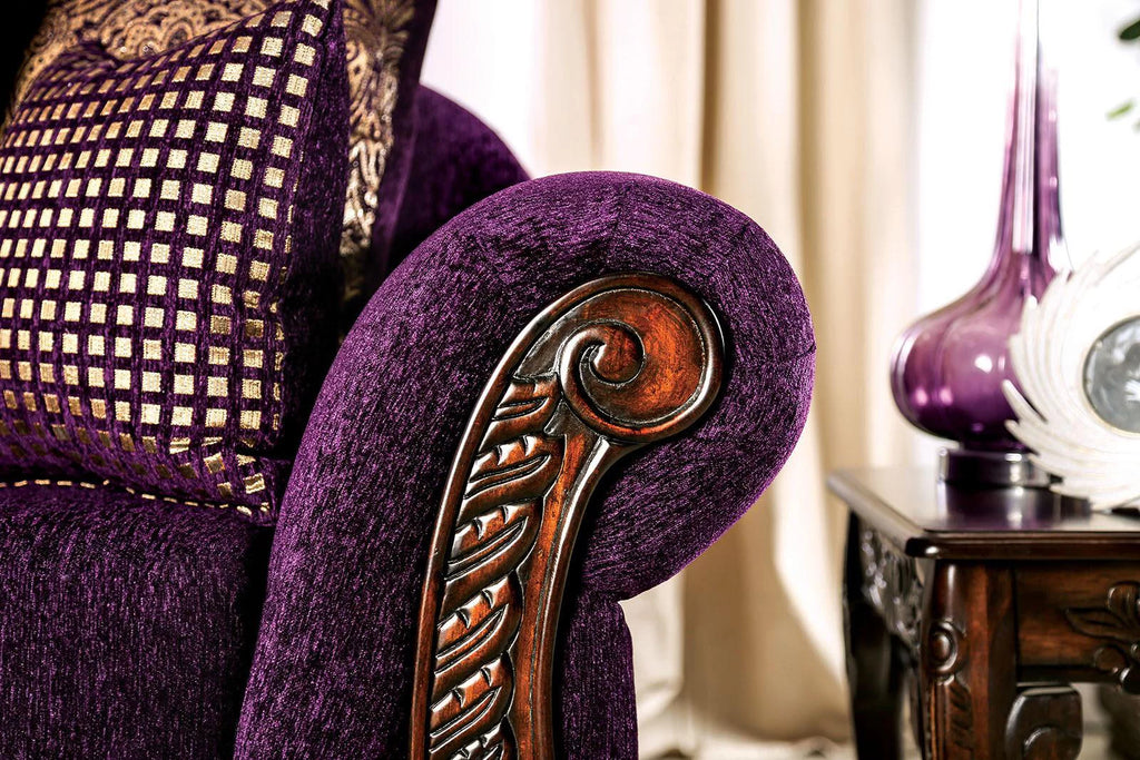 Purple & Dark Cherry 5pcs Living Room Set A84759