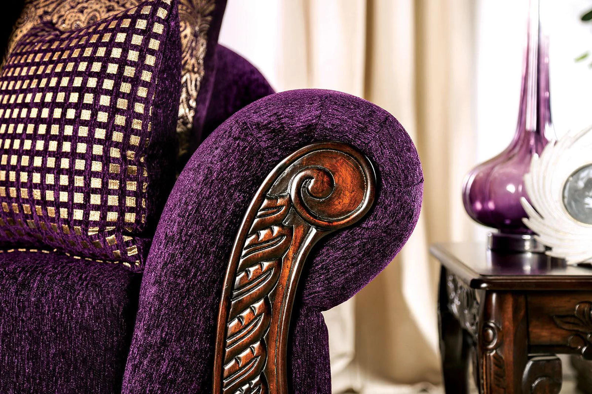 Purple & Dark Cherry 5pcs Living Room Set A84759