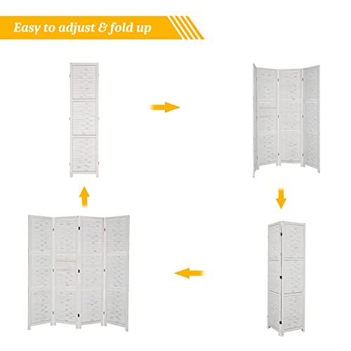 Wood Room Divider Privacy Screen, 5.9 Ft Tall Folding Partition, 6 Panel R883477