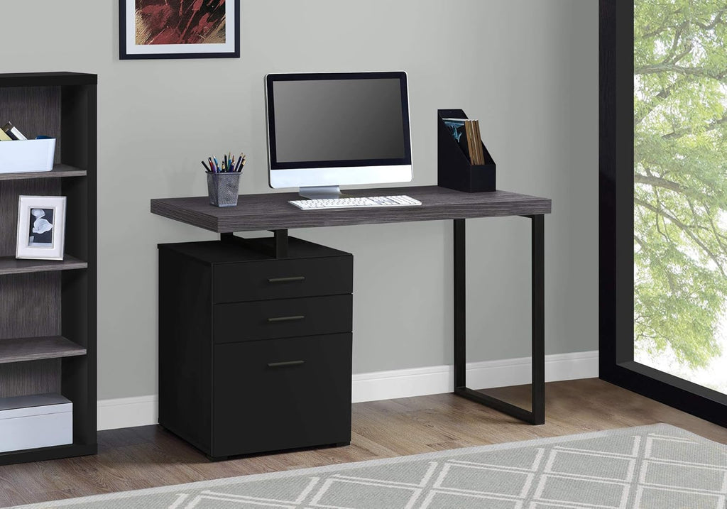 48L Taupe Reclaimed Wood Look Computer Desk with File Cabinet Y7743