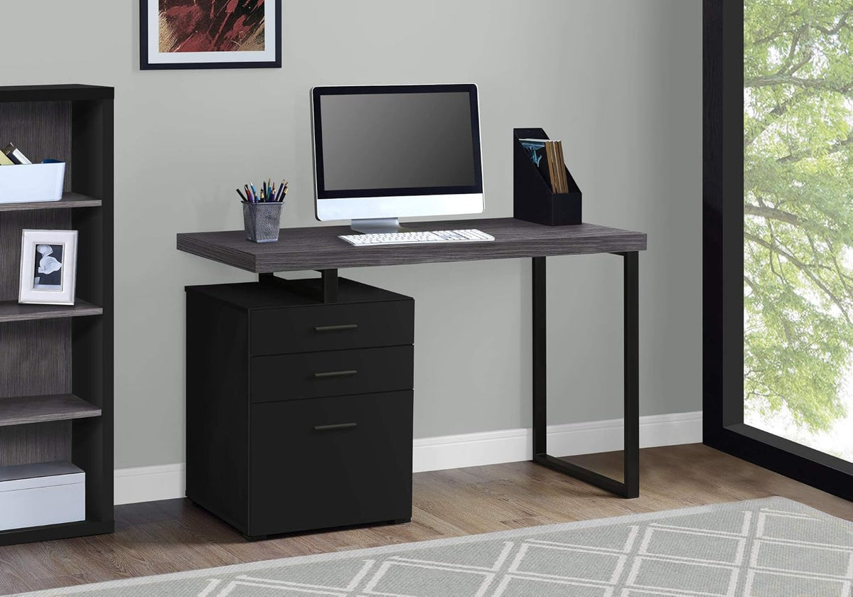 48L Taupe Reclaimed Wood Look Computer Desk with File Cabinet Y7743