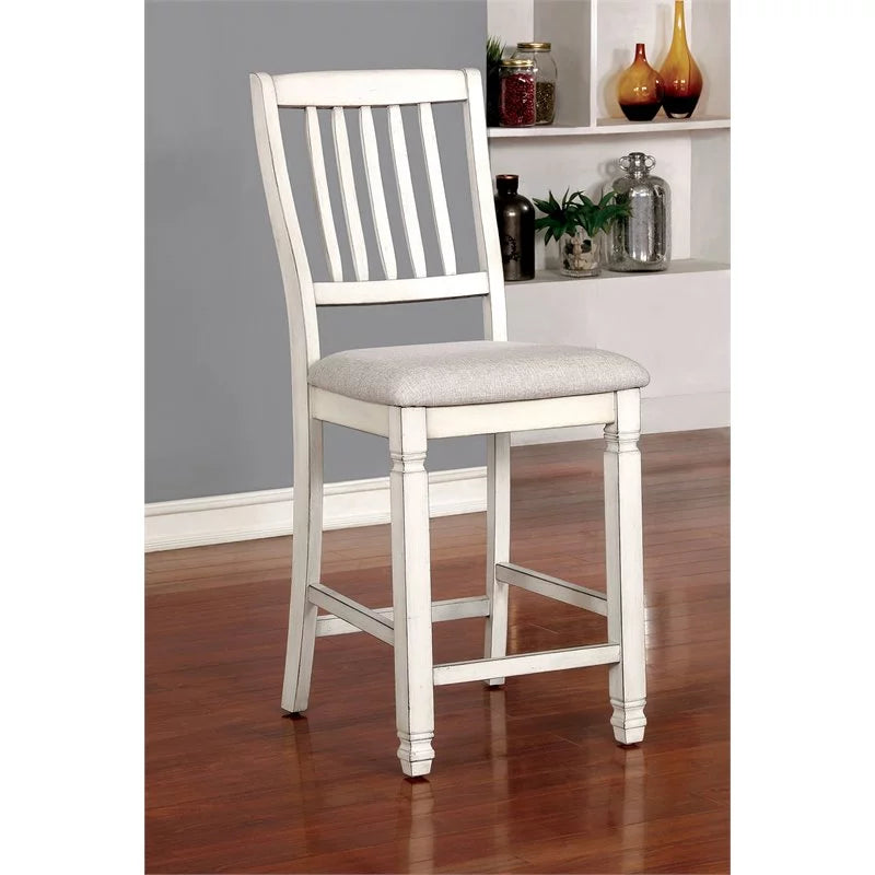 Antique White Wood Counter Stool Set of 2 I559731