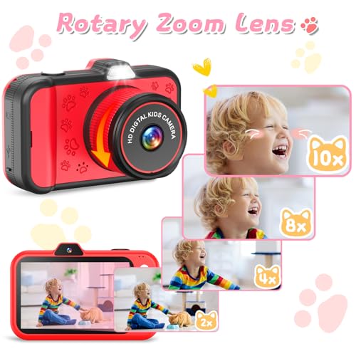 Kids Digital Camera with Rotating Zoom Lens, 3.5” Screen, 1080P, 32GB Card C19498