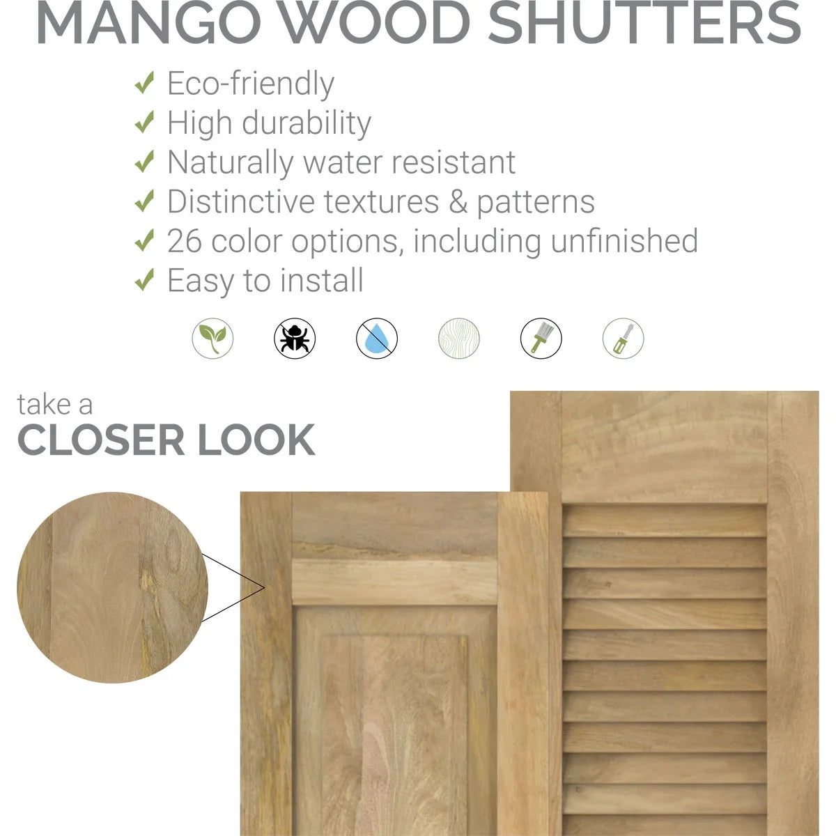 Unfinished Wood Board-n-Batten Shutters R835012