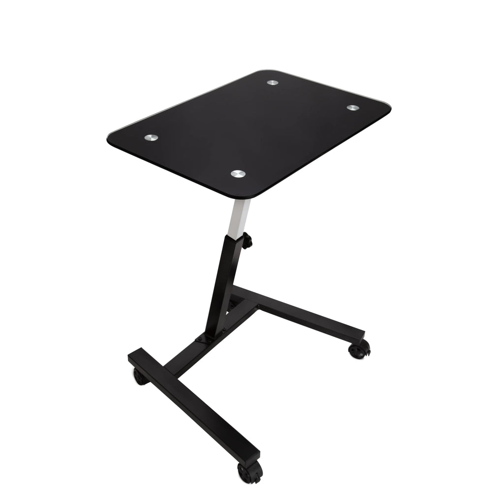 Black Tempered Glass Height Adjustable Mobile Laptop Desk Cart C490323