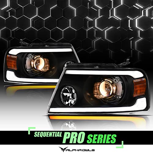 Full LED Projector Headlights with Switchback Sequential Light Bar - Chrome Amber Q482938