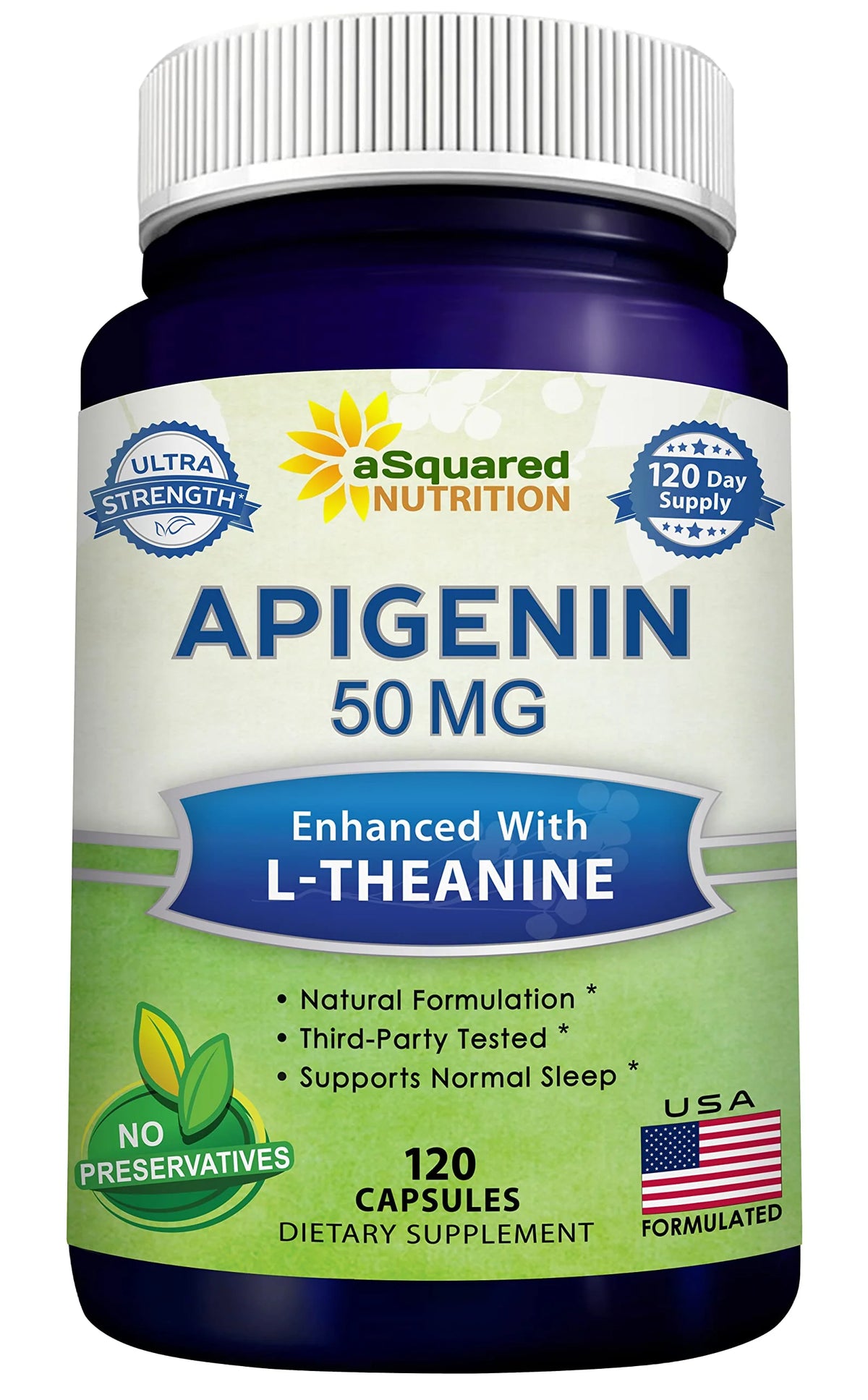 Apigenin 50mg & L-Theanine 200mg 120 Capsules A8418