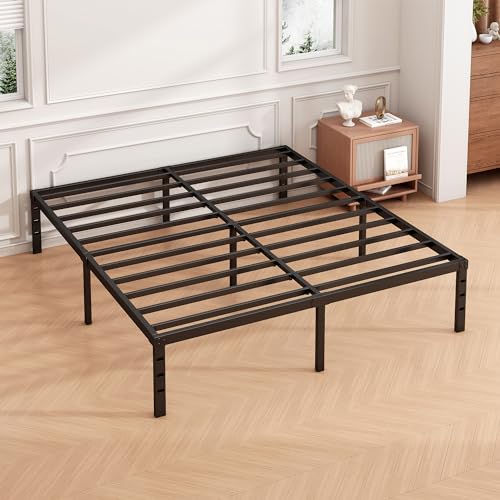 18 Inch Black Metal Platform Full Bed Frame E436972