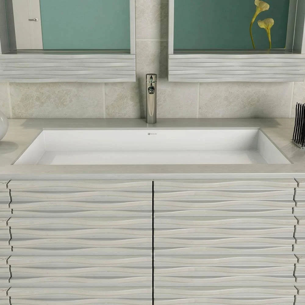 White Solid Surface Rectangular Undermount Lavatory P5351