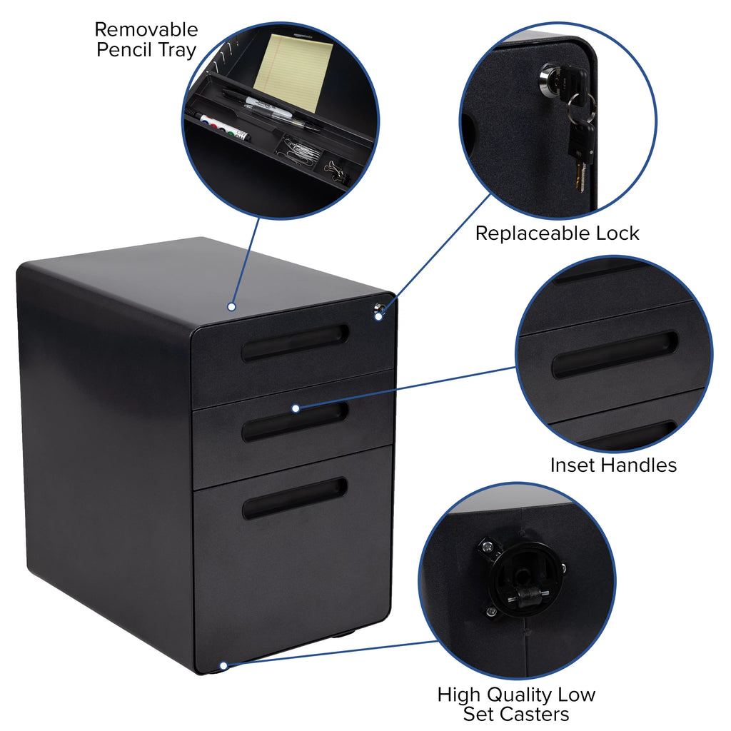 Adjustable Computer Desk, Ergonomic Mesh Office Chair and Mobile Filing Cabinet E485470