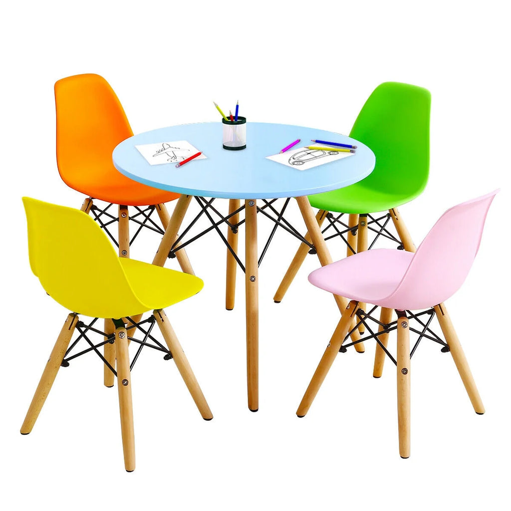 5 PC Kids Round Table Chair Set with 4 Armless Chairs Z653