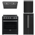 30 Electric Range, Range Hood, Refrigerator and Dishwasher in Black R393