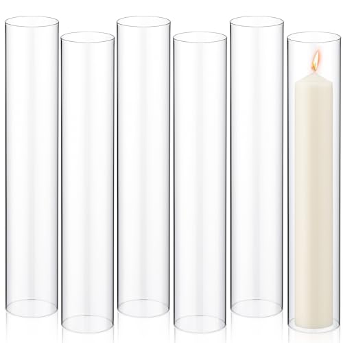 6 Pieces Clear Glass Hurricane Candle Holder (3 x 10 Inch) S84417