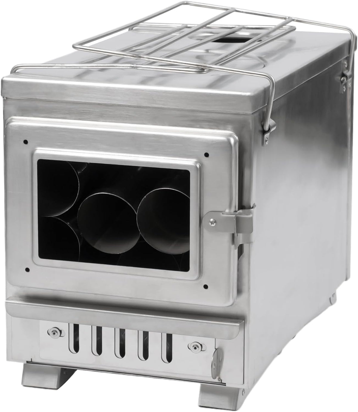 Camping Tent Stove with Large Firebox, View Glass, Pipes and Slide Air Intake Valve E981315