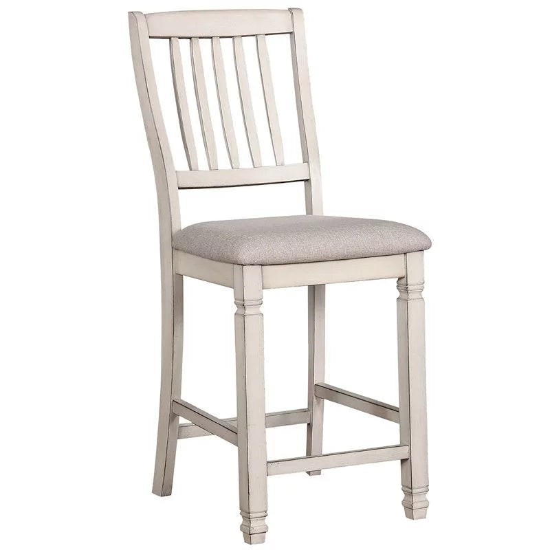 Antique White Wood Counter Stool Set of 2 I559731