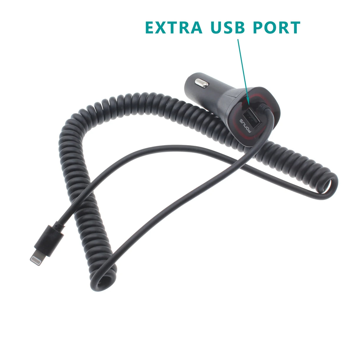 Car Charger with USB Port DC Socket Coiled A2X M7219