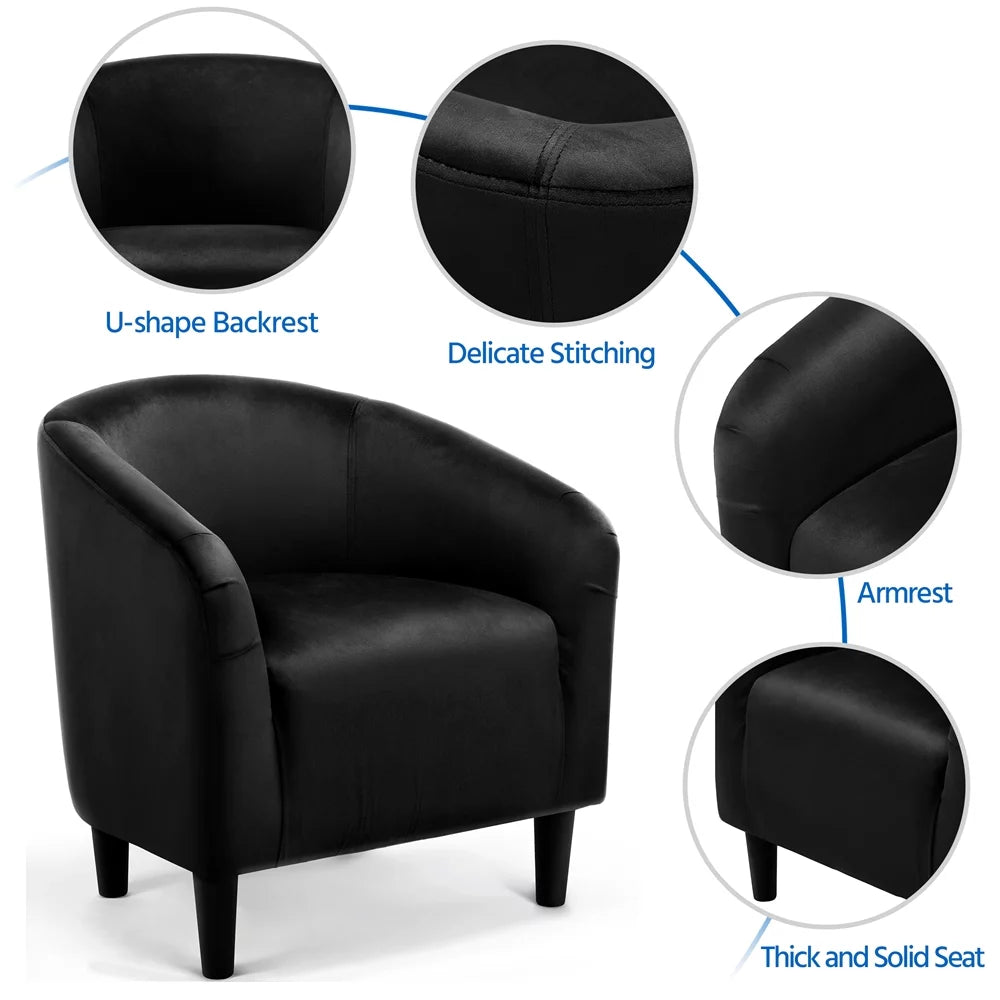 Black Velvet Barrel Accent Chair P5747