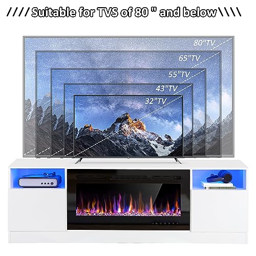 Black 70" Fireplace TV Stand with 36" Electric Fireplace H6051