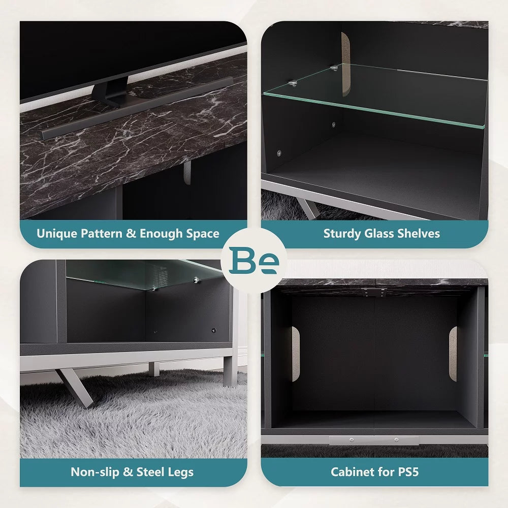 Black TV Stand with LED Lights K372650