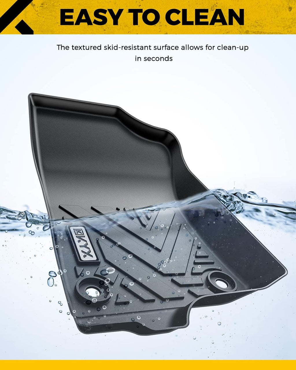 Black TPE Car Floor Mats 1st and 2nd Row V1245
