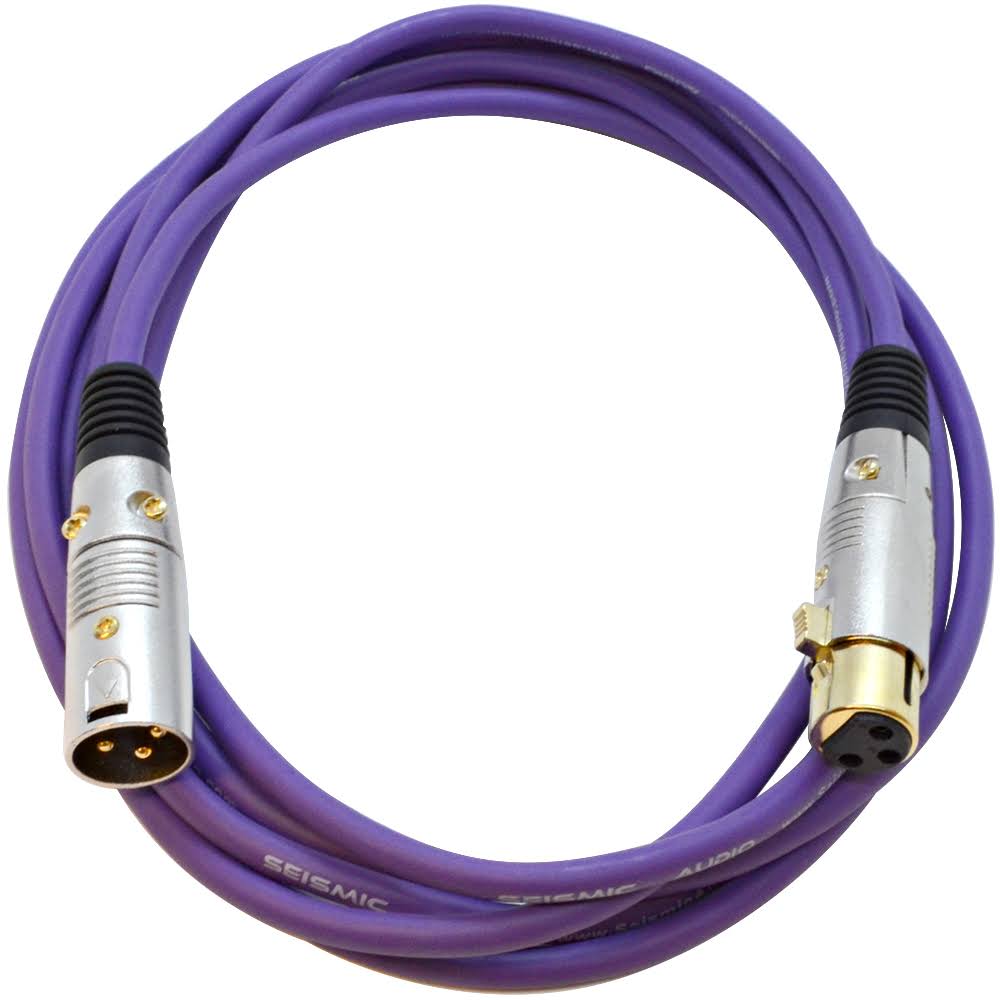 6 Pack 10 Foot Purple Gold Plated XLR Microphone Patch Cables X13655