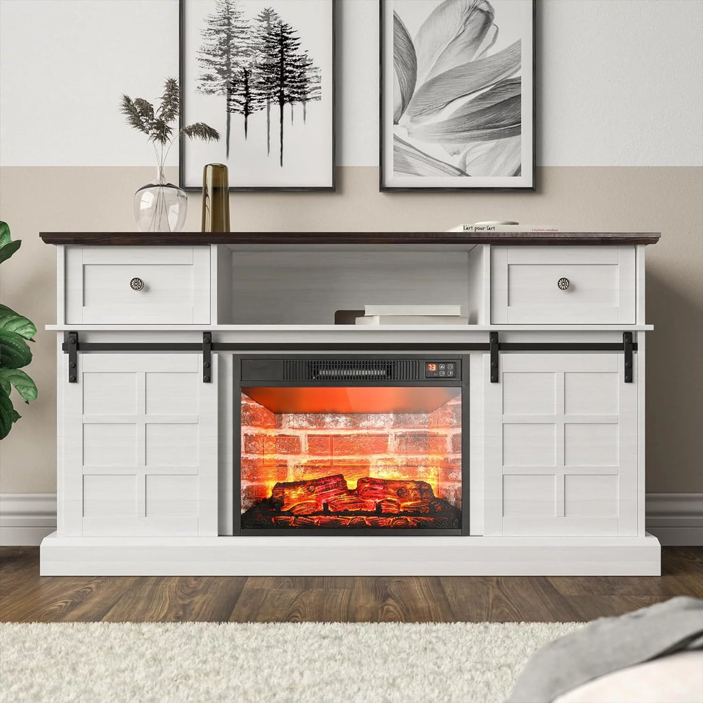 White Fireplace TV Stand C990017