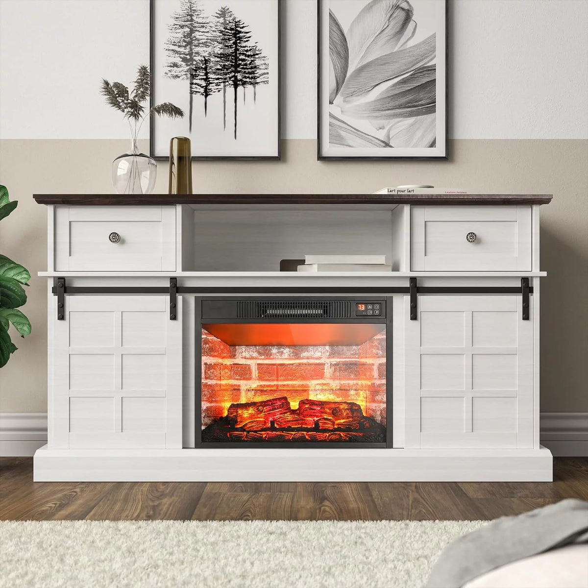White Fireplace TV Stand C990017