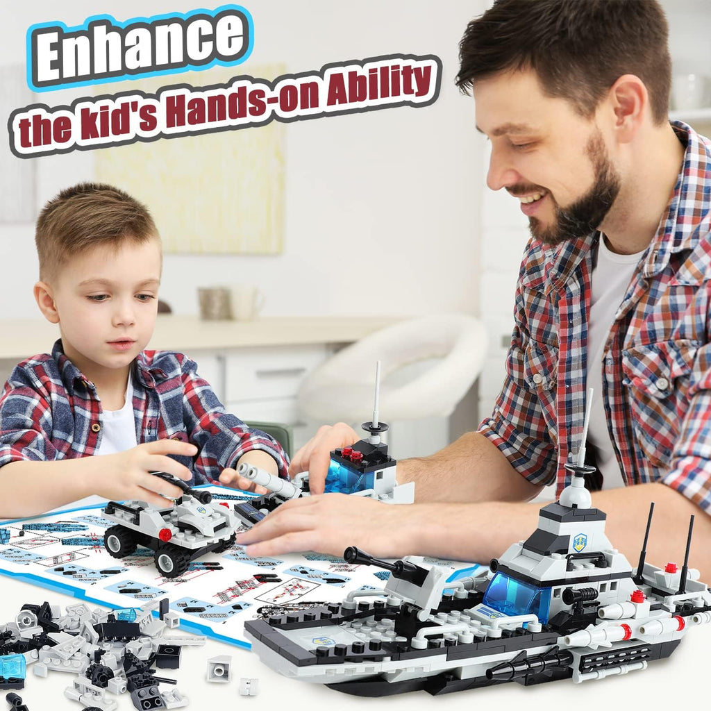 796 Pieces City Police Military Battleship Building Blocks Set D105407