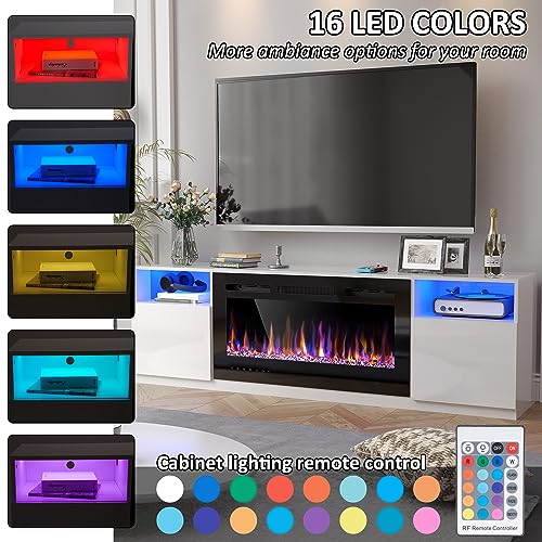 Black 70" Fireplace TV Stand with 36" Electric Fireplace H6051
