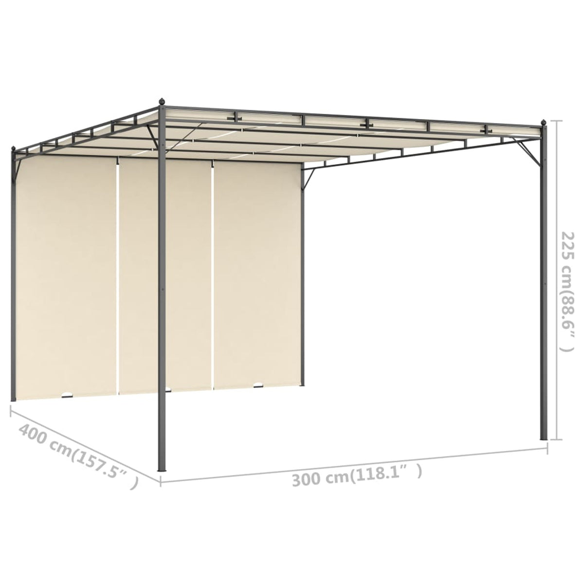 Canopy Cream Party Tent Shelter with Steel Frame and 100% Polyester Side Curtain H41031