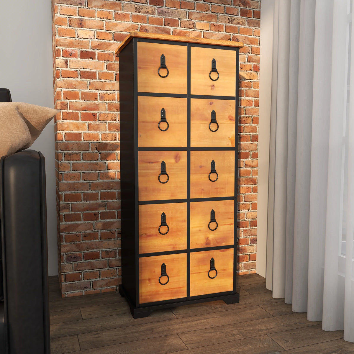 Rustic Wood Chest with Black Handles G452
