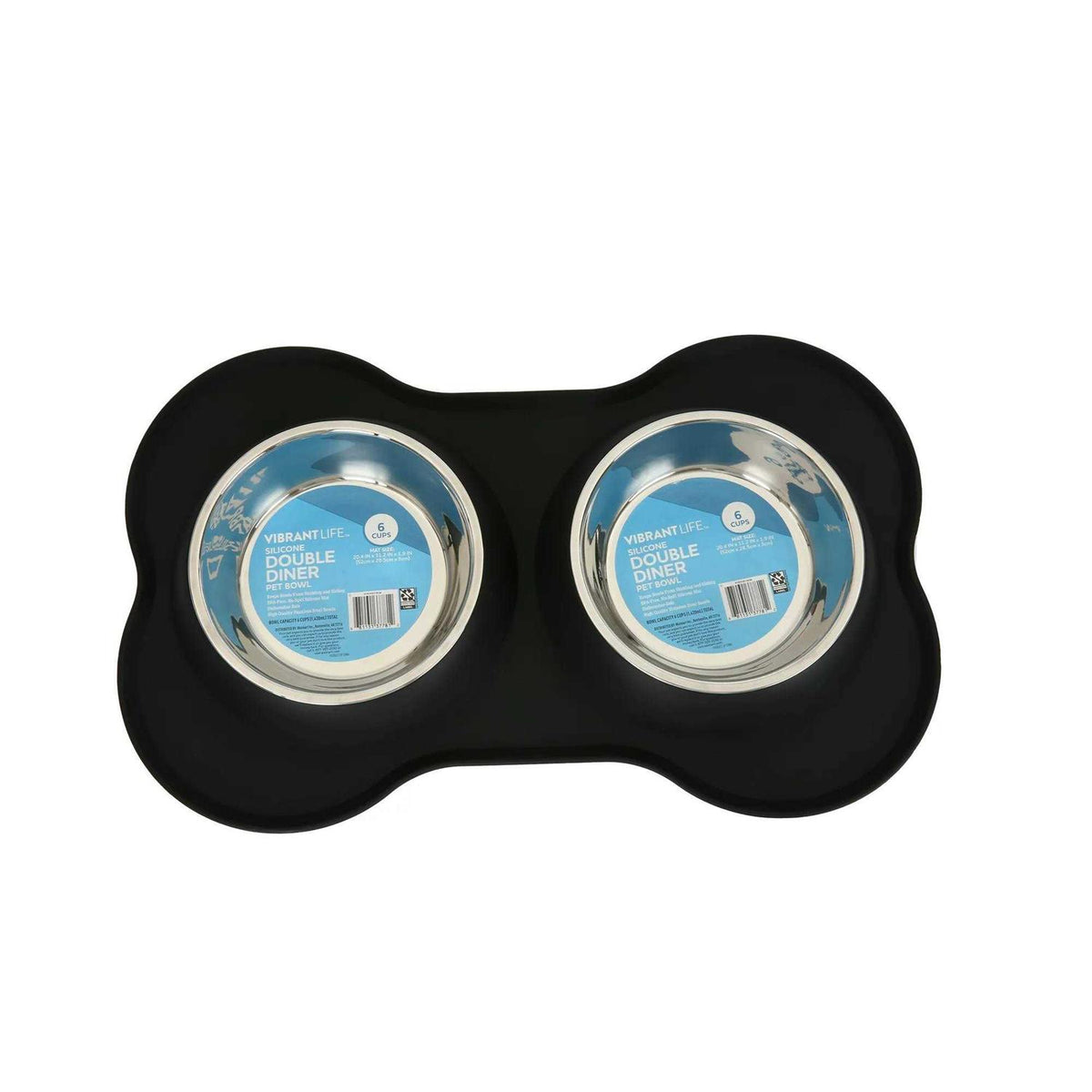 Double Dog Bowls with Bone Shaped Mat Diner Set U91599