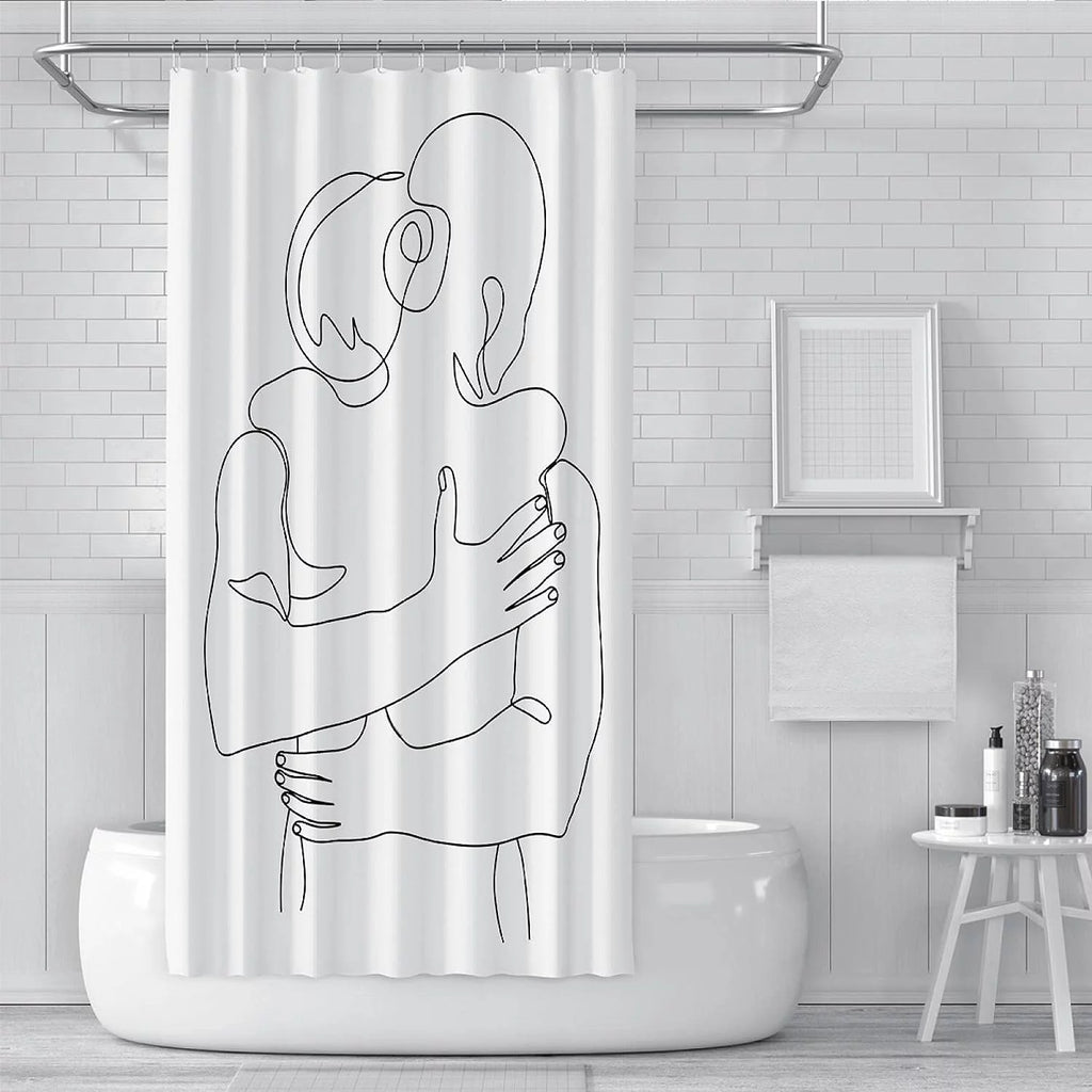 White Polyester Fabric Shower Curtain Liner B200402