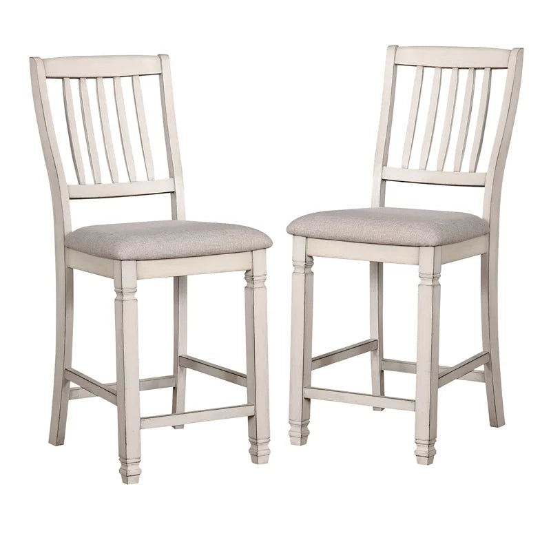 Antique White Wood Counter Stool Set of 2 I559731