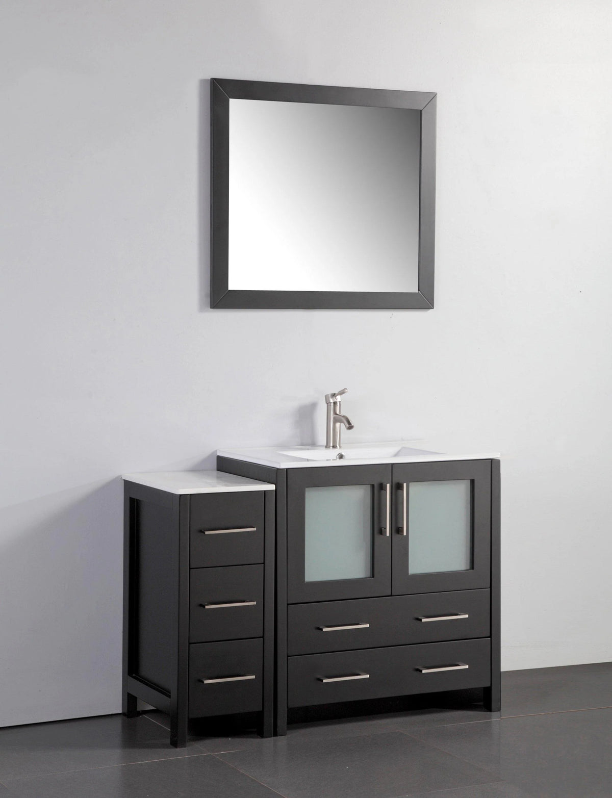 42 in. Single Sink Vanity Cabinet with Ceramic Sink & Mirror Espresso P629