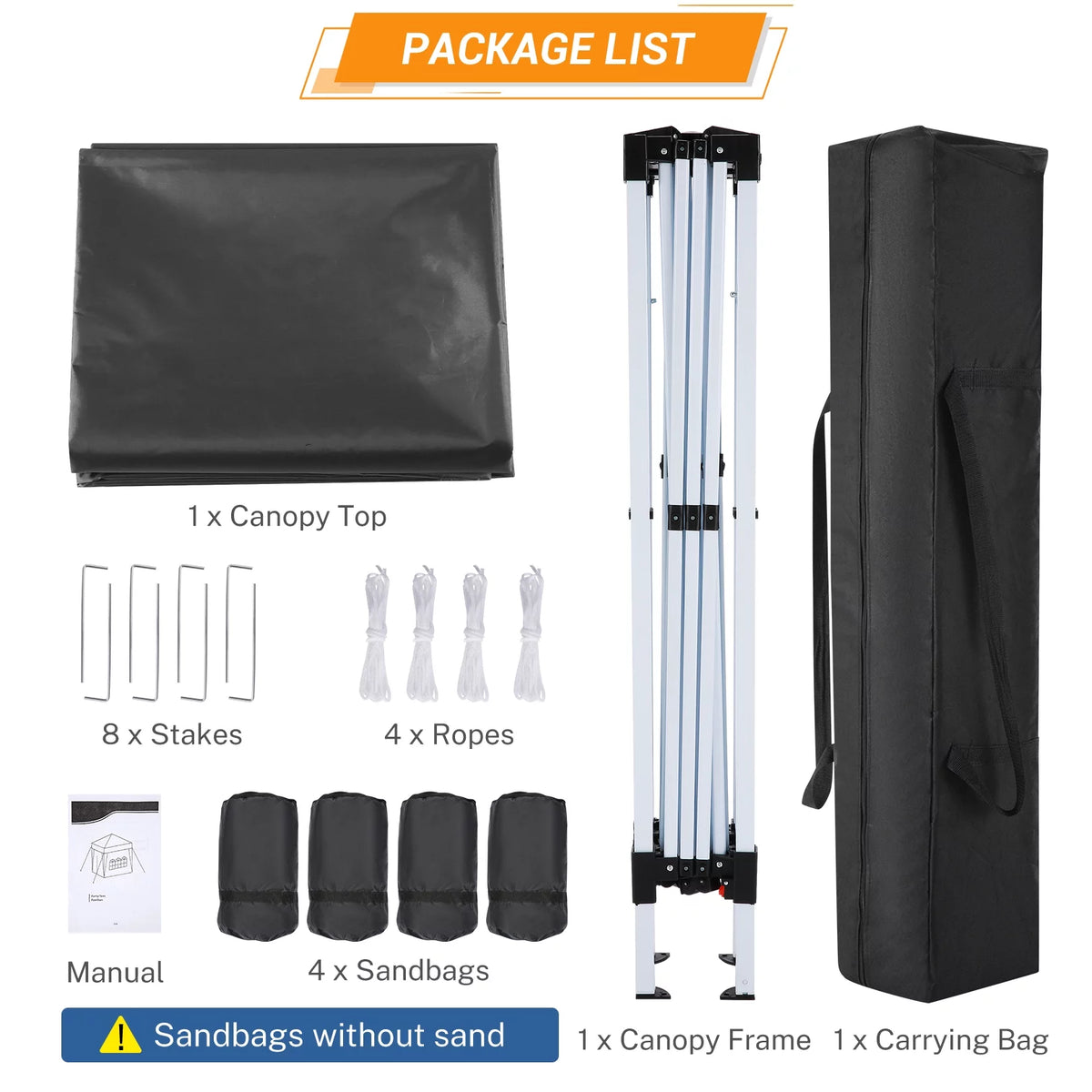 10'x10' Pop Up Canopy Tent with Carrying Bag, Black J6882