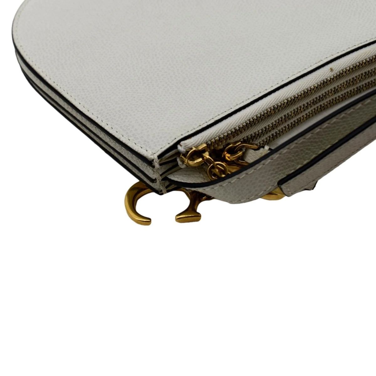 White Leather Crossbody Pouch Bag V3226