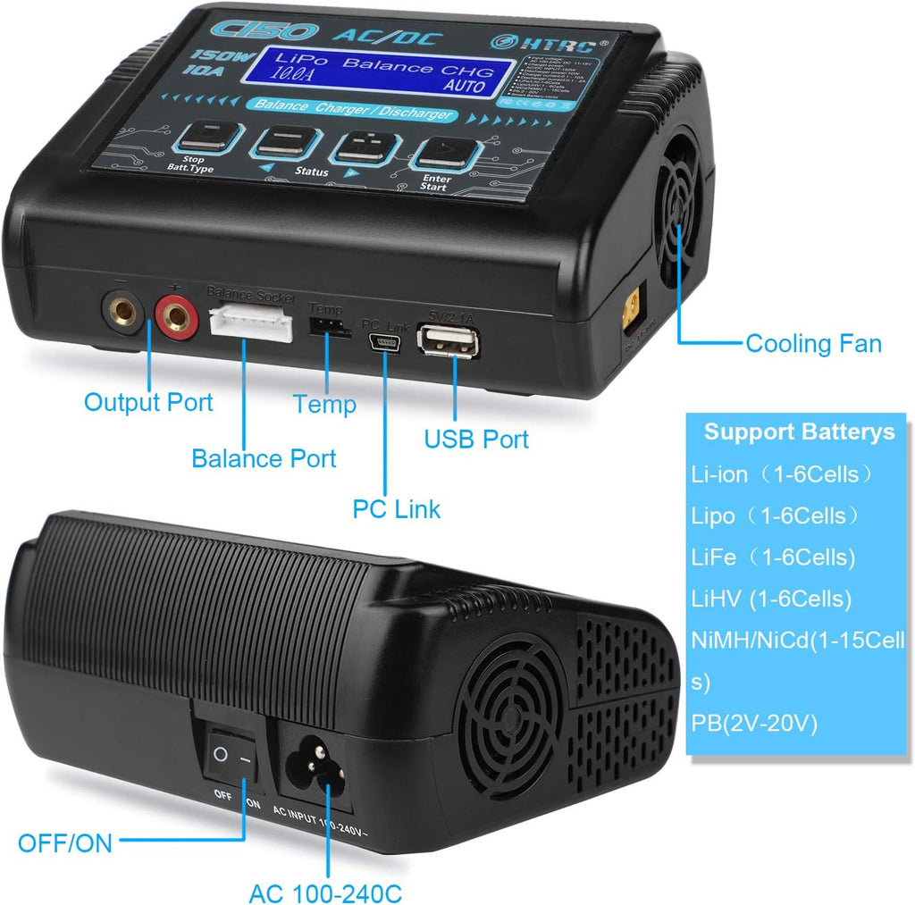 150W 10A 1-6S AC/DC LiPo Battery Balance Charger X853