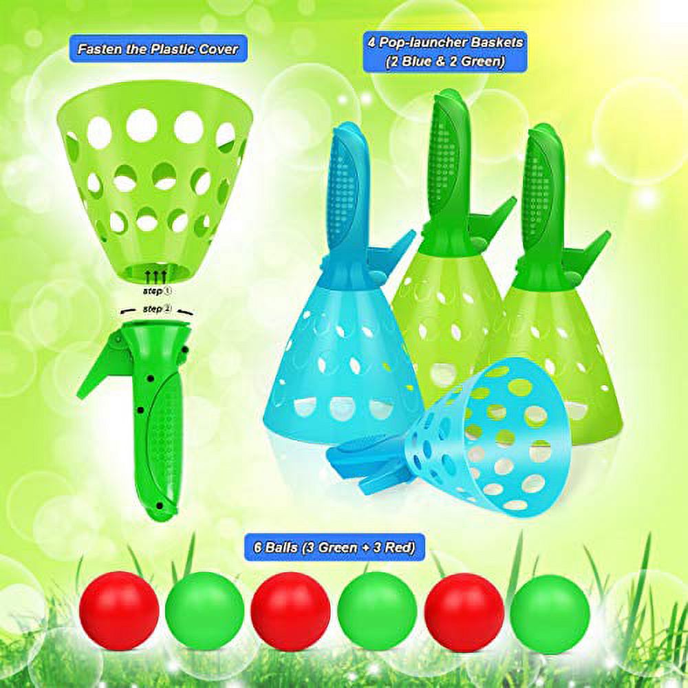 Pop-Pass-Catch Ball Game with 4 Catch Launcher Baskets and 6 Balls L837133