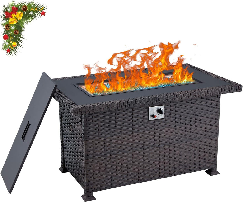 Propane Fire Pit Table 44in 50000BTU Brown D80936