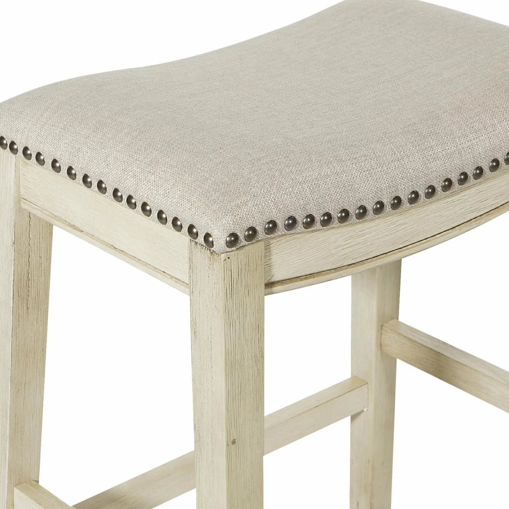 Beige Fabric Saddle Stool 2-Pack N3649