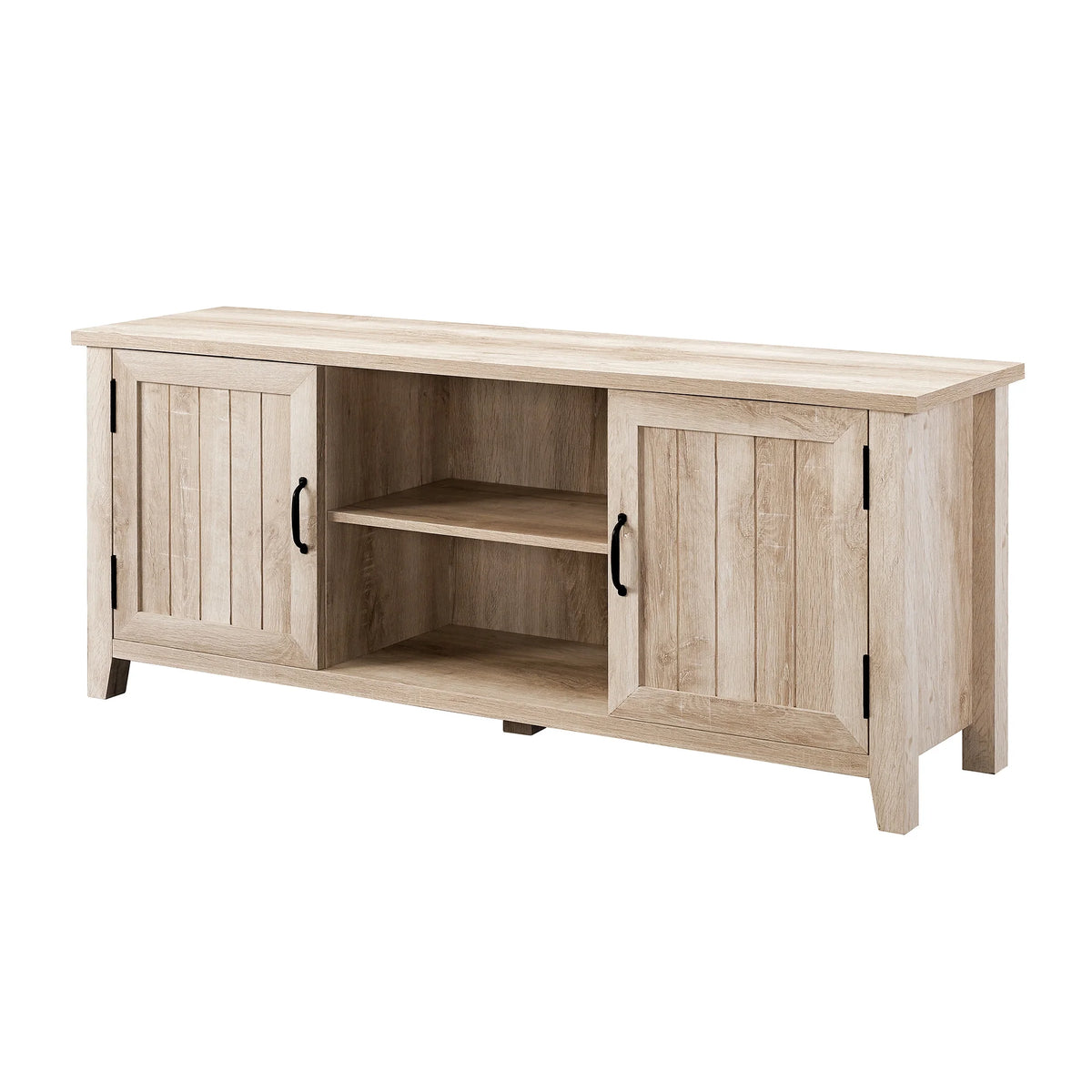 White Oak Grooved-Door TV Stand M39440