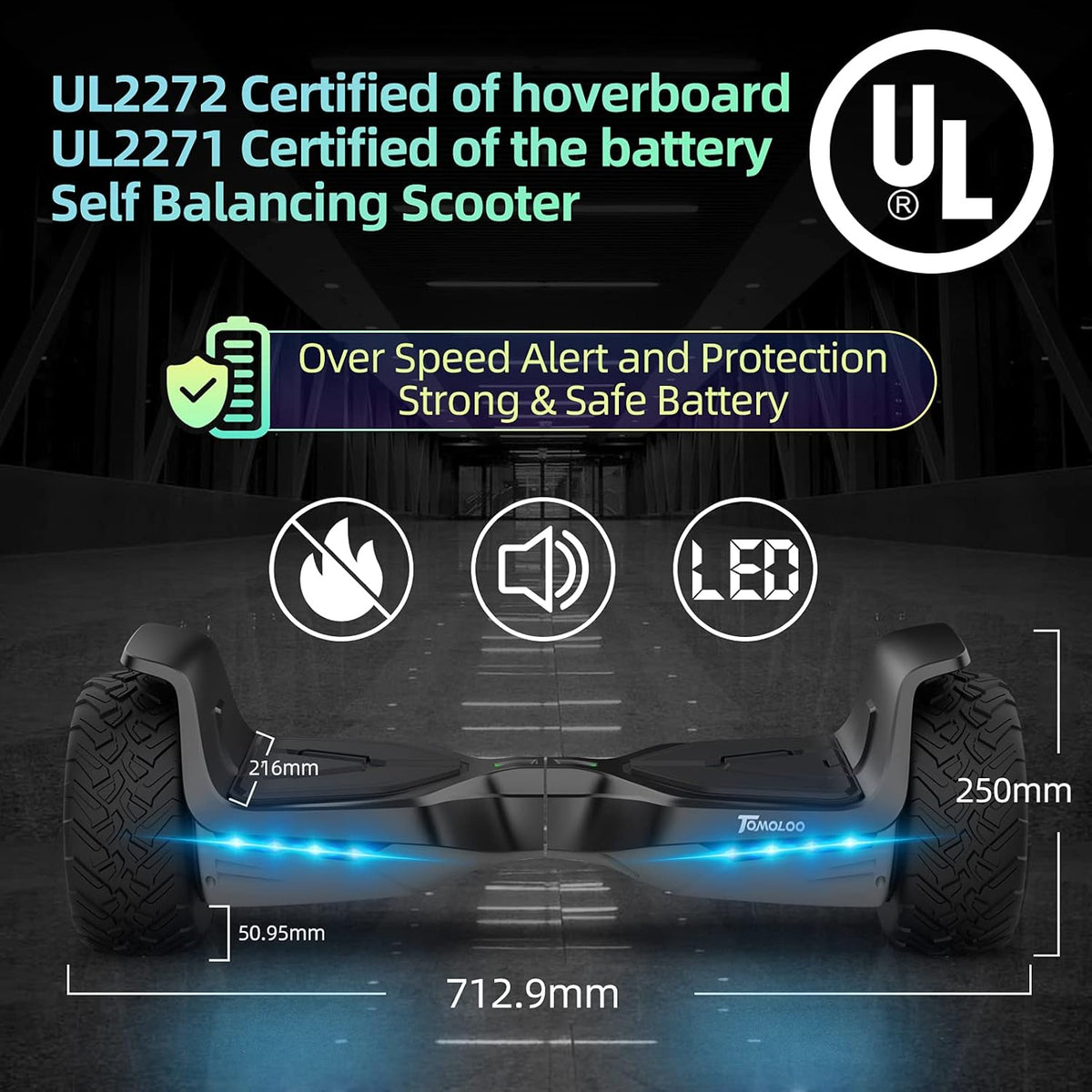 Offroad All Terrain 8.5 Two-Wheel Self Balancing Hoverboard with Bluetooth Speakers and Lights Z428727