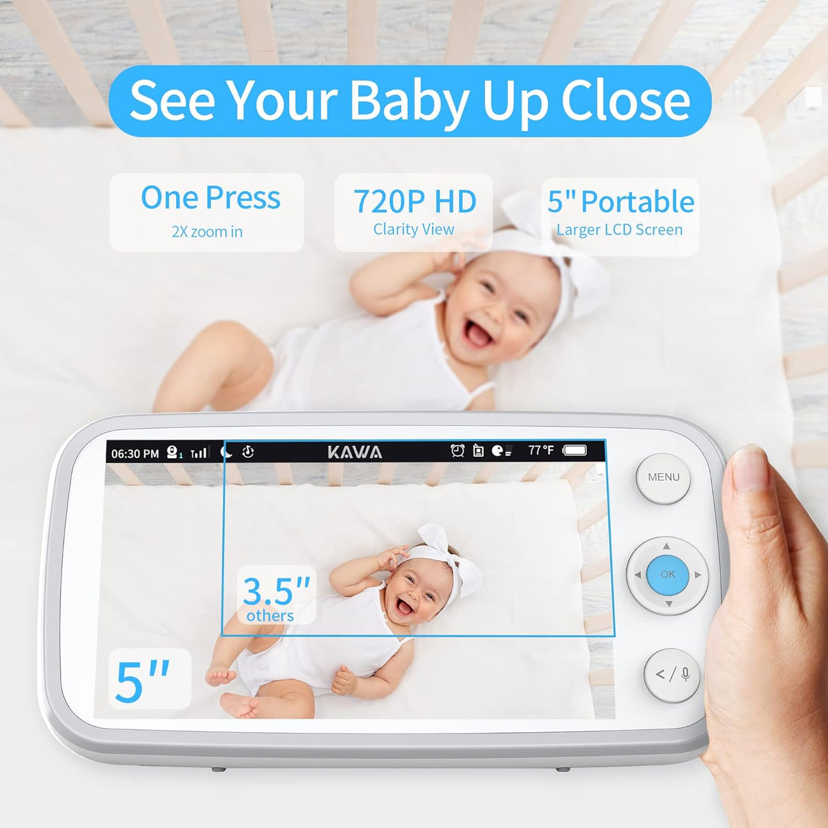 5 720P HD Video Baby Monitor with Night Vision and 2-Way Audio P233