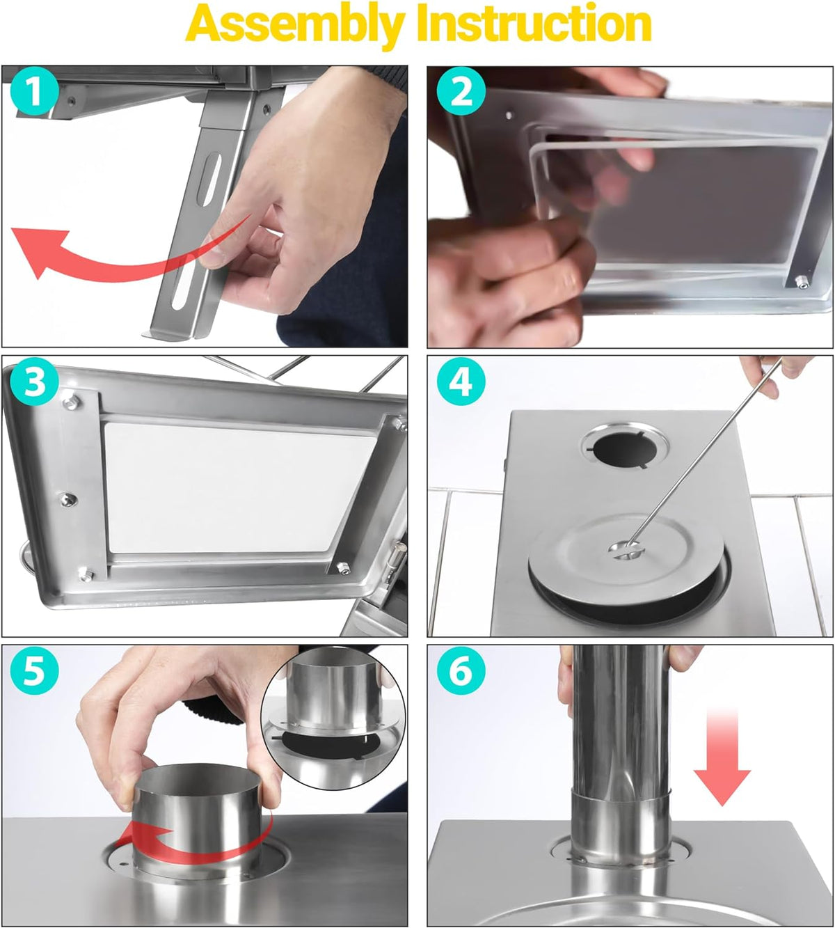 Camping Tent Stove with Large Firebox, View Glass, Pipes and Slide Air Intake Valve E981315
