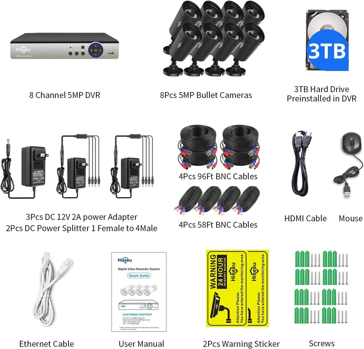5MP 8 Channel Security Camera System with 3TB Hard Drive B942682